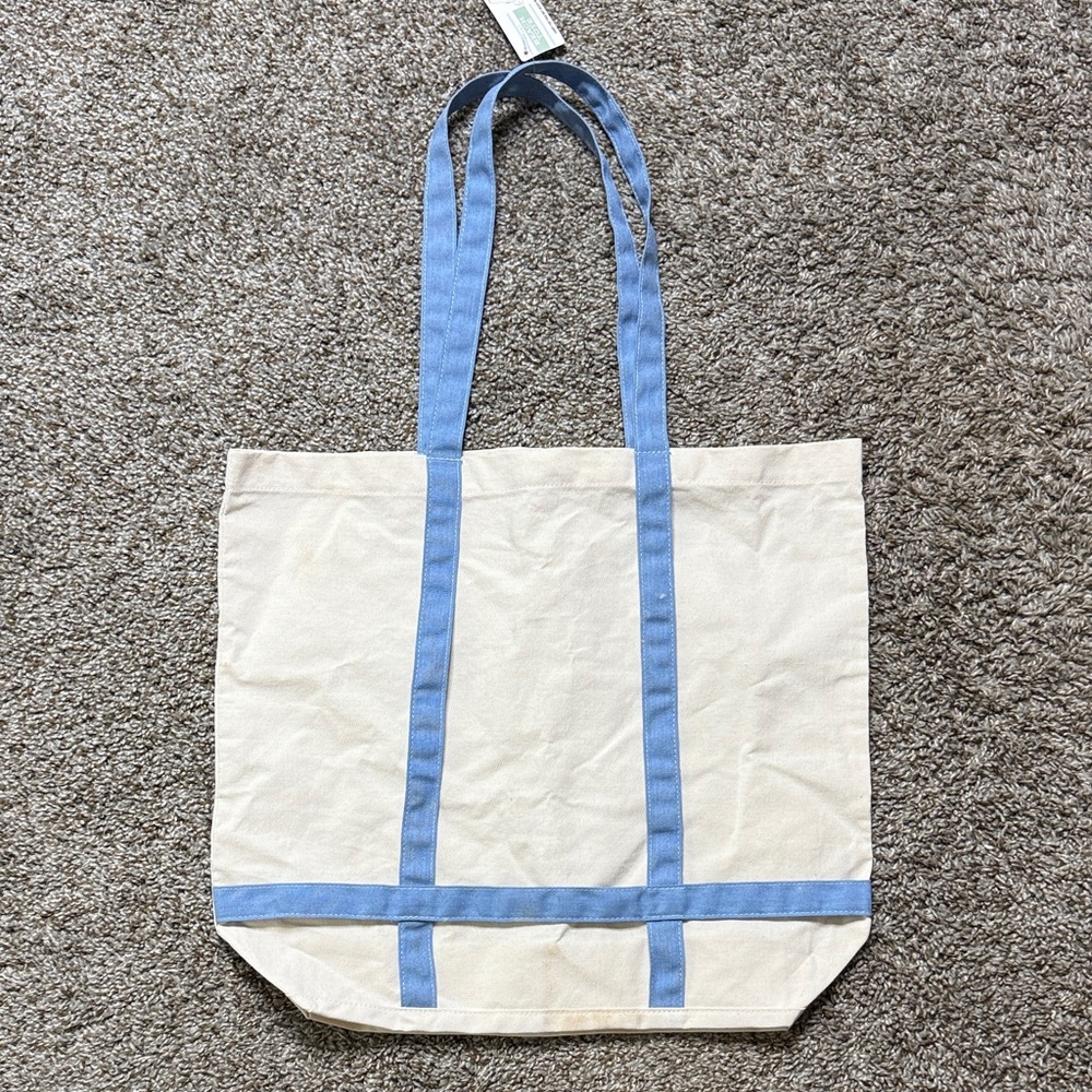 Beige and Blue Beach Tote
